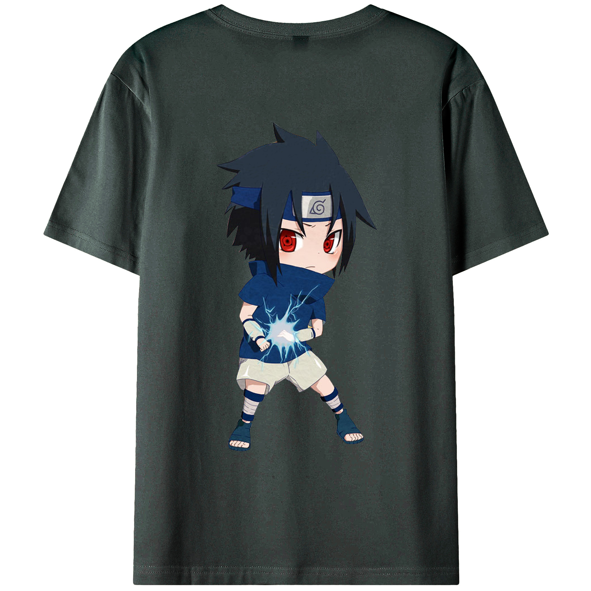（画像用） NARUTO -ナルト- うちは サスケ Uchiha Sasuke 綿100％ メンズ半袖Tシャツ（バックプリント） 通気性